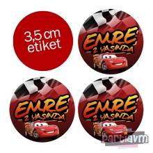 Partiavm Cars Movie Doğum Günü Süsleri Yuvarlak Etiket 3,5cm 15 Adet