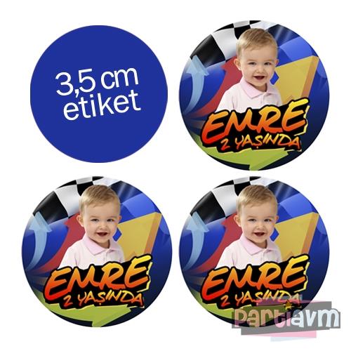 Cars Movie Doğum Günü Süsleri Yuvarlak Etiket 3,5cm 15 Adet