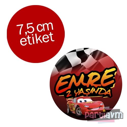 Cars Movie Doğum Günü Süsleri Yuvarlak Etiket 7,5cm 10 Adet