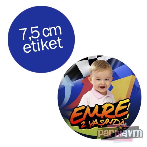 Cars Movie Doğum Günü Süsleri Yuvarlak Etiket 7,5cm 10 Adet