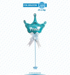SAMM Cinsiyet Belirleme Partisi Süsleri Folyo Balon Ayaklı Set Mavi Taç 34cm 