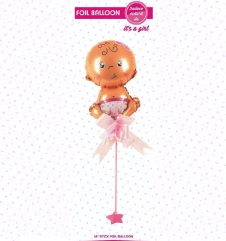 SAMM Cinsiyet Belirleme Partisi Süsleri Folyo Balon Ayaklı Set Kız Bebek 34cm 