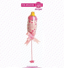SAMM Cinsiyet Belirleme Partisi Süsleri Folyo Balon Ayaklı Set Pembe Biberon 34cm 