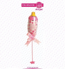 SAMM Cinsiyet Belirleme Partisi Süsleri Folyo Balon Ayaklı Set Pembe Biberon 34cm 