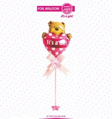 SAMM Cinsiyet Belirleme Partisi Süsleri Folyo Balon Ayaklı Set Pembe Kalpli Ayıcık 34cm  satın al