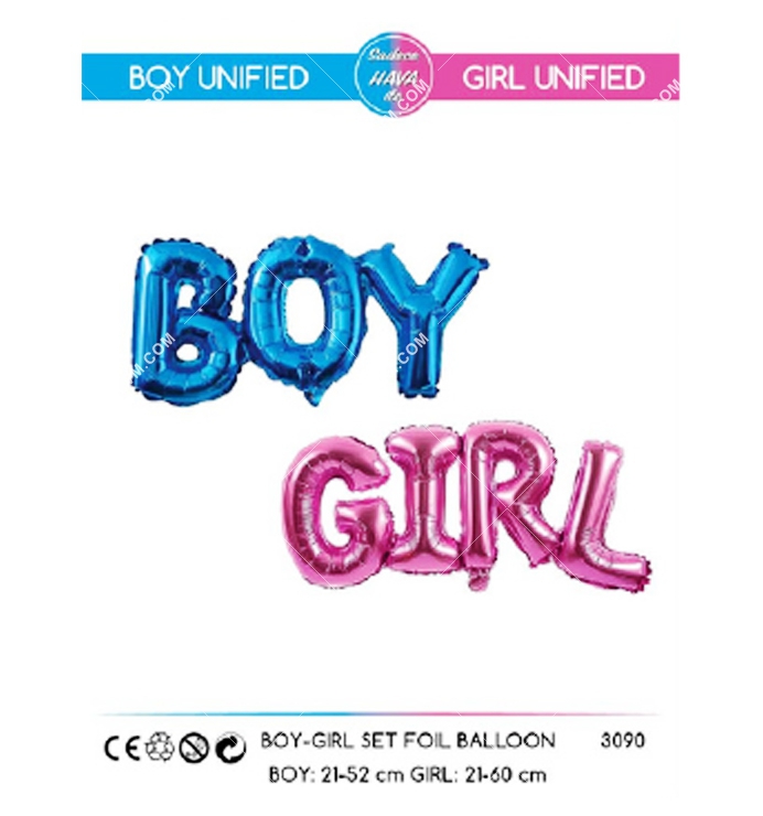 Cinsiyet Belirleme Partisi Süsleri Folyo Balon BOY GIRL Set 106x92cm 