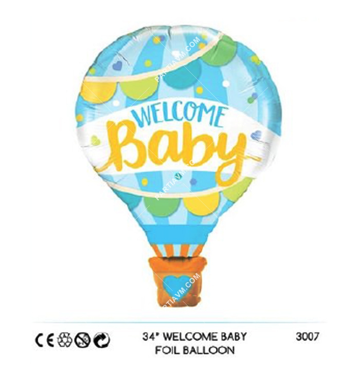 Cinsiyet Belirleme Partisi Süsleri Folyo Balon Welcome Baby Balon Mavi 86cm