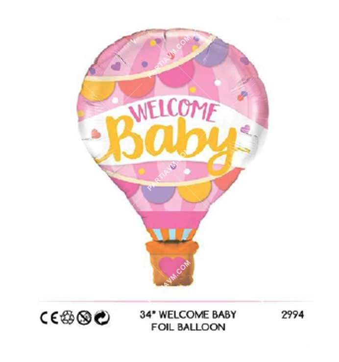Cinsiyet Belirleme Partisi Süsleri Folyo Balon Welcome Baby Balon Pembe 86cm