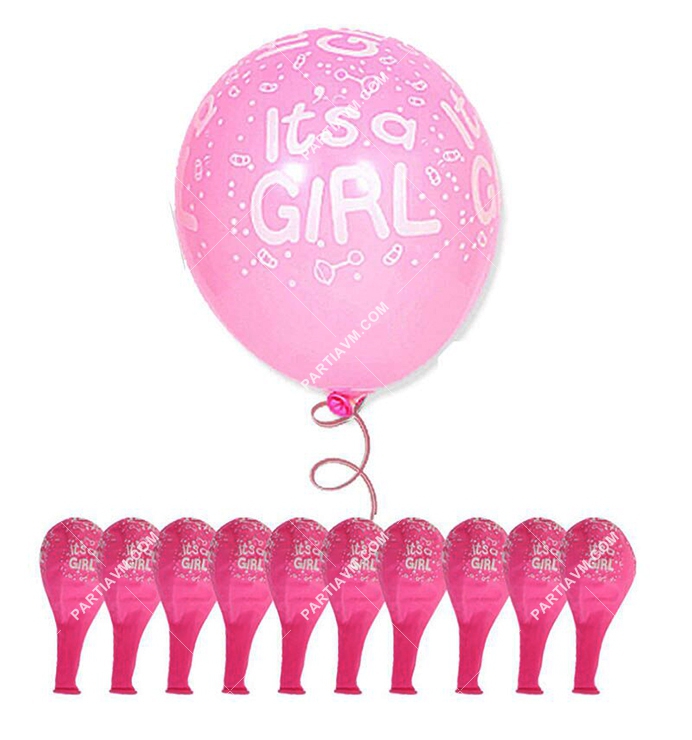 Cinsiyet Belirleme Partisi Süsleri Lateks Balon Pembe Its a Girl10 adet