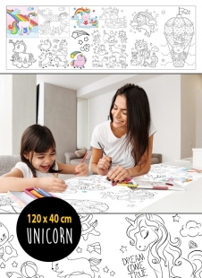 Partiavm Çocuklar İçin Dev Boyama Kağıdı 120x40 cm Unicorn Temalı