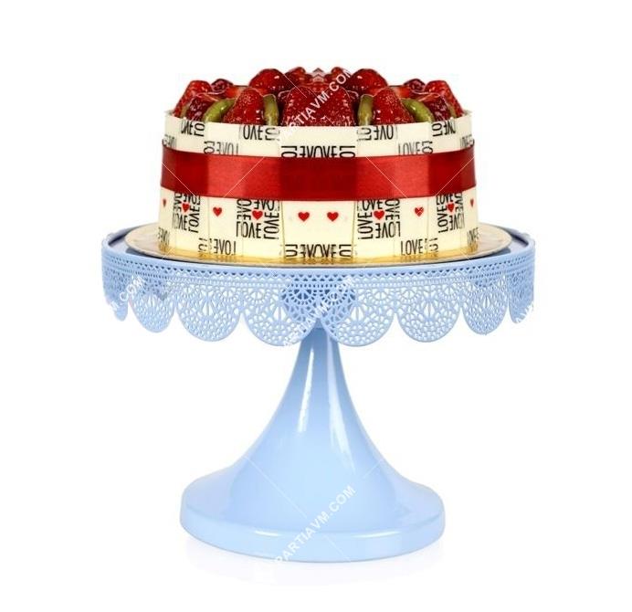Cupcake & Pasta Standı Mavi Metal 25 cm