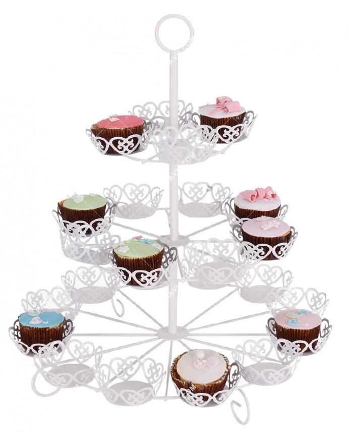 Cupcake Standı 3 Katlı Beyaz Ferforje