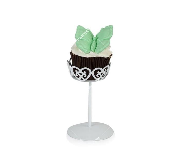 Cupcake Standı Metal Tekli Mini Saplı Beyaz