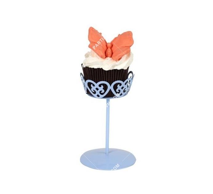 Cupcake Standı Metal Tekli Mini Saplı Mavi