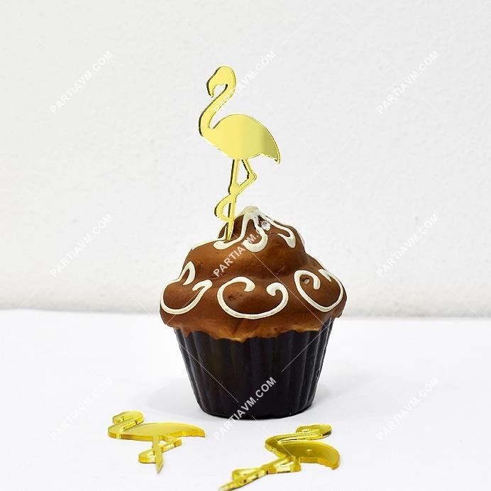 Cupcake Süsü Flamingo Gold Aynalı Pleksi Orta Boy Boy 5.5cm