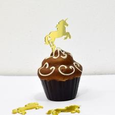 Cupcake Süsü Unicorn Gold Aynalı Pleksi Küçük Boy Boy 4cm