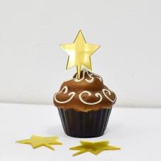 Partiavm Cupcake Süsü Yıldız Gold Aynalı Pleksi Orta Boy Boy 4.5cm