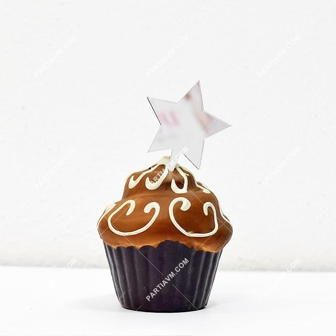 Cupcake Süsü Yıldız Gümüş Aynalı Pleksi Orta Boy Boy 4.5cm