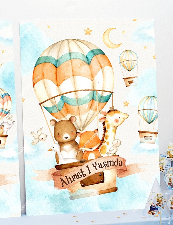 Cute Hot Air Balloons 70x100 cm Katlanmaz Pano Afiş