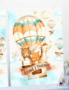 Partiavm Cute Hot Air Balloons 70x100 cm Katlanmaz Pano Afiş satın al