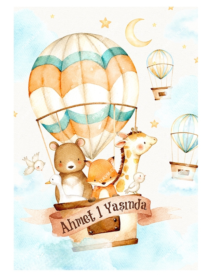 Cute Hot Air Balloons 70x100 cm Katlanmaz Pano Afiş