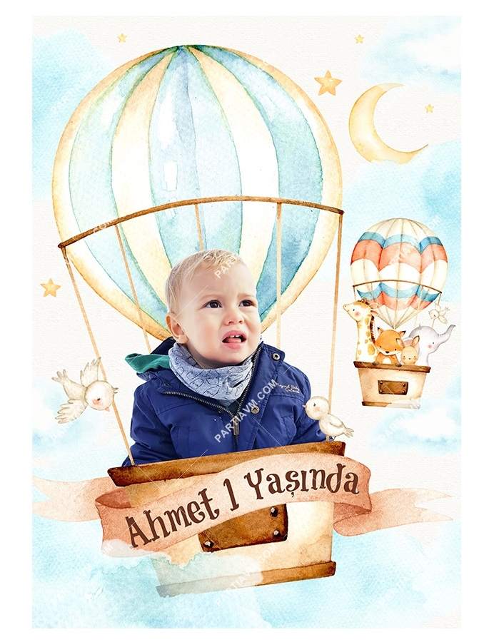 Cute Hot Air Balloons 70x100 cm Yırtılmaz Branda Afiş