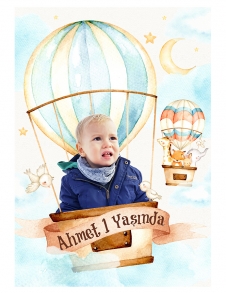 Partiavm Cute Hot Air Balloons 70x100 cm Yırtılmaz Branda Afiş