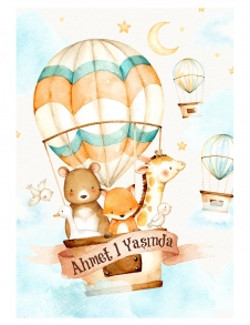 Partiavm Cute Hot Air Balloons 70x100 cm Yırtılmaz Branda Afiş satın al
