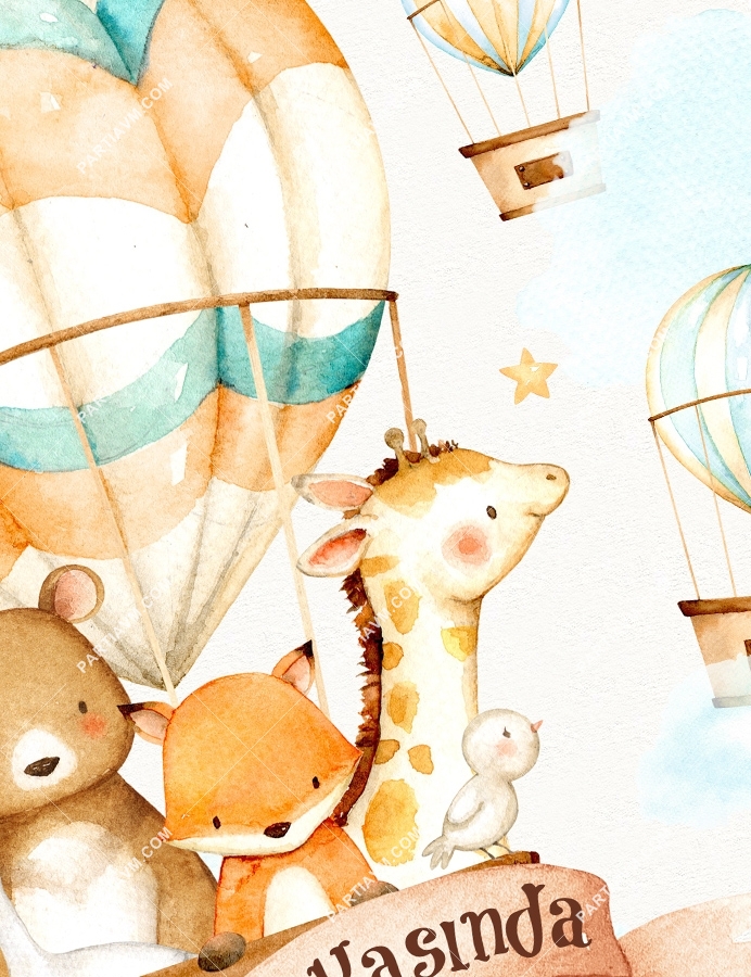 Cute Hot Air Balloons 70x100 cm Yırtılmaz Branda Afiş