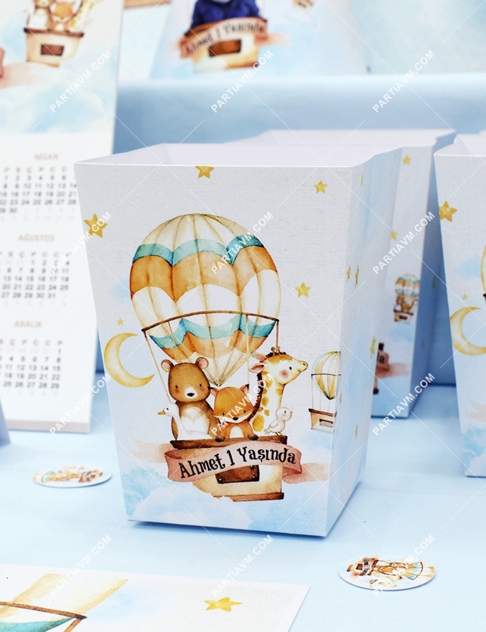 Cute Hot Air Balloons Popcorn Kutusu 5 Adet