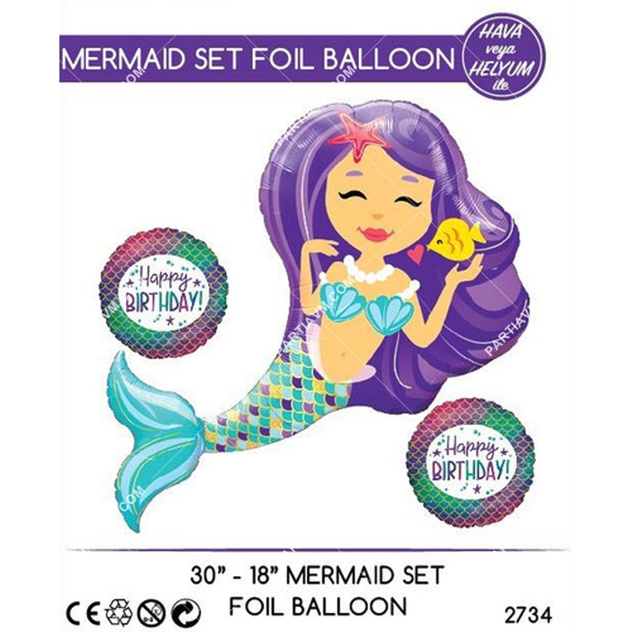 Deniz Kızı Folyo Balon 3 lü set