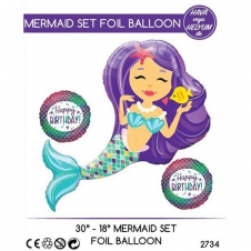 SAMM Deniz Kızı Folyo Balon 3 lü set satın al