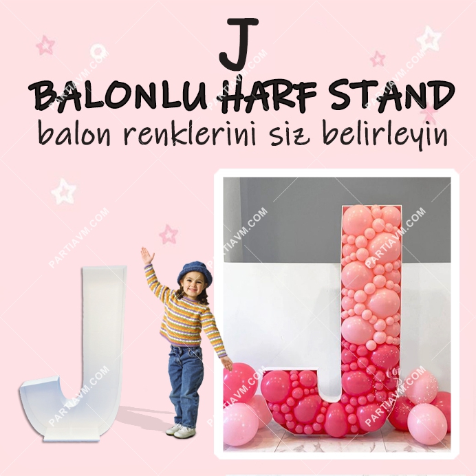 Dev J Harf Balon Standı Seti 120cm  (Balon Renklerinizi İstediğiniz Renklerde Siz Belirleyin)
