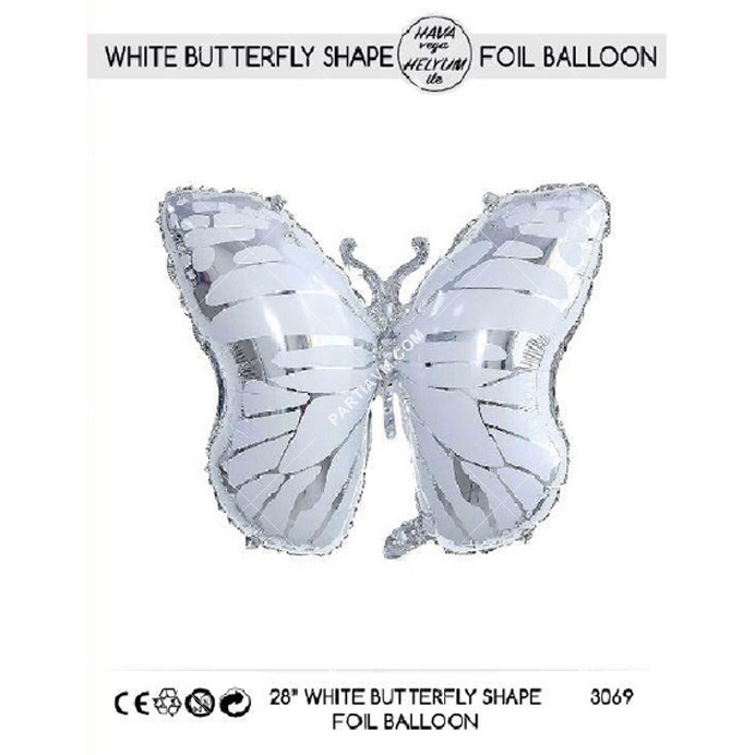 Folyo Balon Orman Canlıları Kelebek Beyaz  72cm