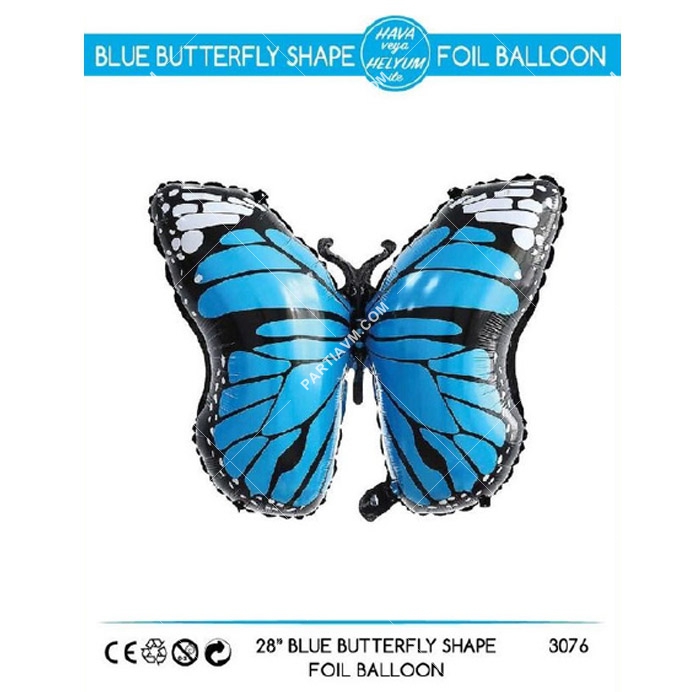 Folyo Balon Orman Canlıları Kelebek Mavi 72cm