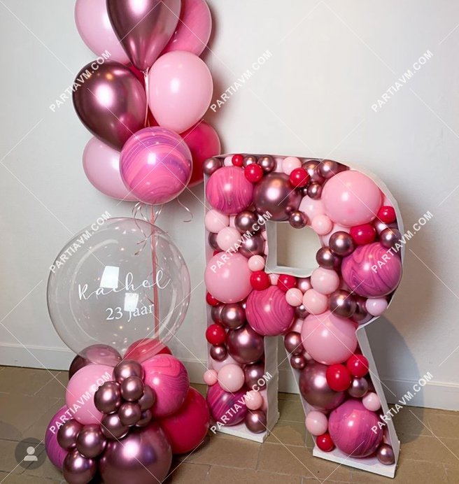 Dev R Harf Balon Standı Seti 120cm  (Balon Renklerinizi İstediğiniz Renklerde Siz Belirleyin)