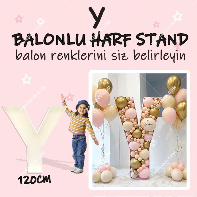 Dev Y Harf Balon Standı Seti 120cm  (Balon Renklerinizi İstediğiniz Renklerde Siz Belirleyin)