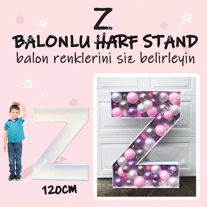 Dev Z Harf Balon Standı Seti 120cm  (Balon Renklerinizi İstediğiniz Renklerde Siz Belirleyin)