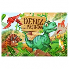 Partiavm Dinozorlar Doğum Günü 120x85 cm Büyük Boy Kağıt Afiş