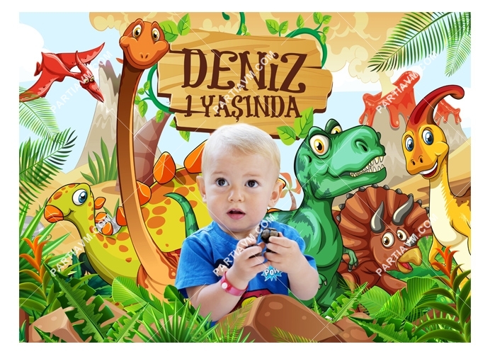 Dinozorlar Doğum Günü 120 X 85 cm Dev Pano Afiş