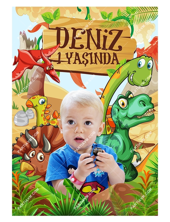 Dinozorlar Doğum Günü 70x100 cm Katlanmaz Pano Afiş