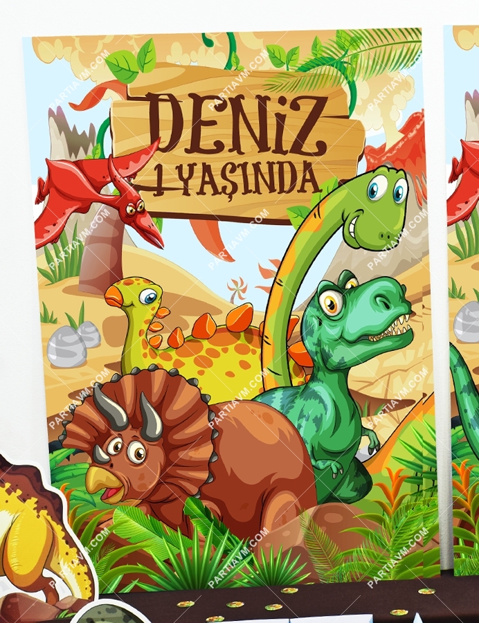 Dinozorlar Doğum Günü 70x100 cm Katlanmaz Pano Afiş