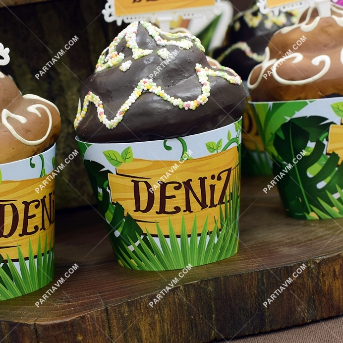 Dinozorlar Doğum Günü Cupcake Sargısı 10 Adet