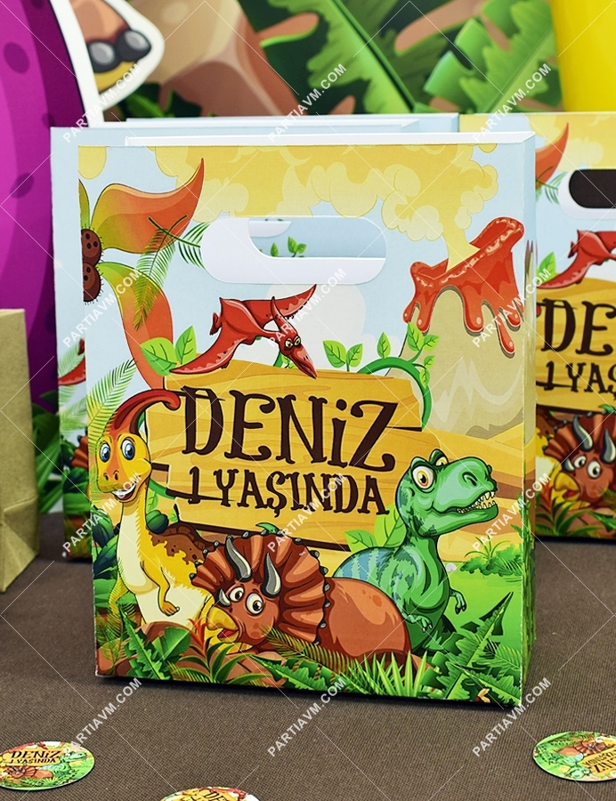 Dinozorlar Doğum Günü Hediye Çantası Özel Tasarım 13 x 16 cm 5 Adet