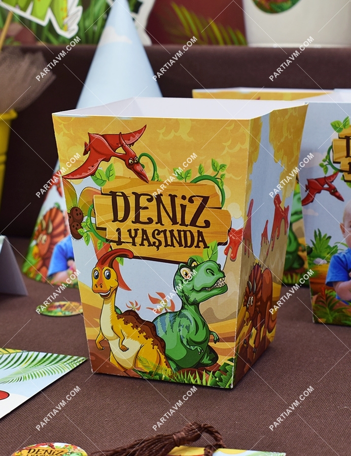 Dinozorlar Doğum Günü Popcorn Kutusu 5 Adet