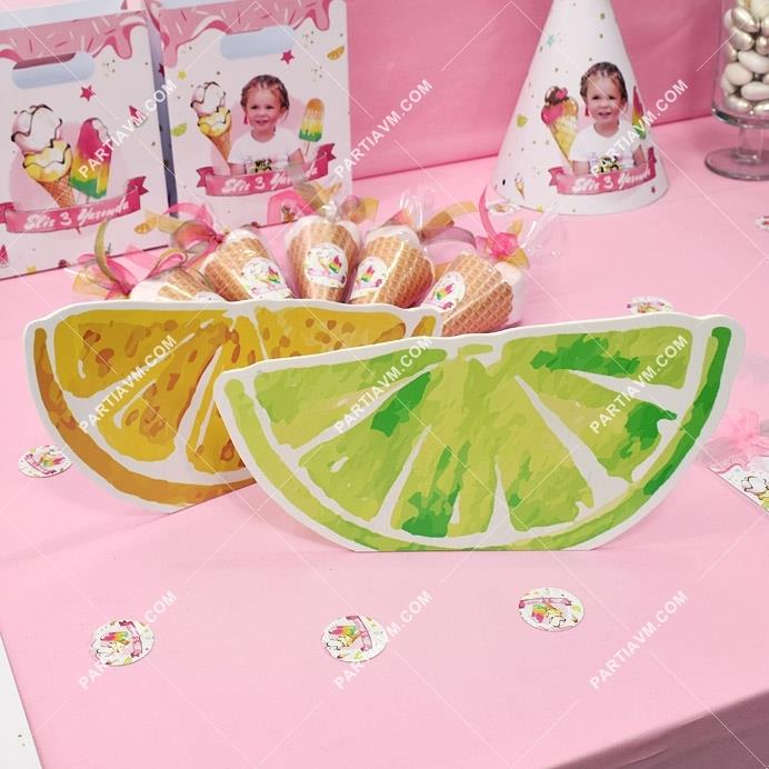 Dondurmalı Doğum Günü 22x13 cm Limon Dekor Pano 2 Adet Ekonomik Set