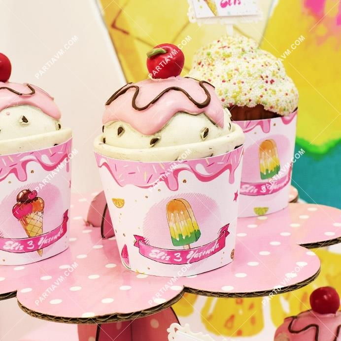 Dondurmalı Doğum Günü Cupcake Sargısı 10 Adet