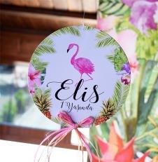 Partiavm Flamingo Aloha Doğum Günü 20 cm Önlü Arkalı Baskı Kalın Karton Misinalı Asma Süs