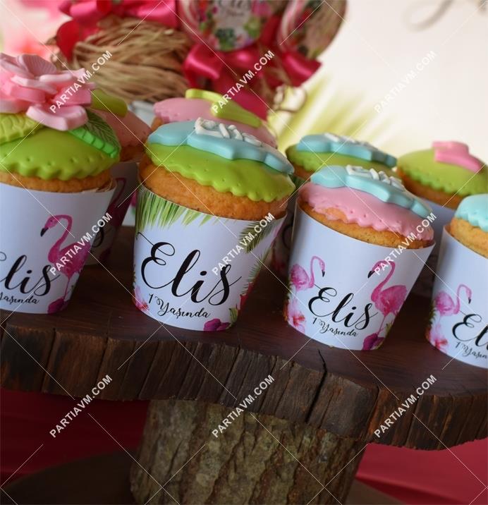 Flamingo Aloha Doğum Günü Cupcake Sargısı 10 Adet