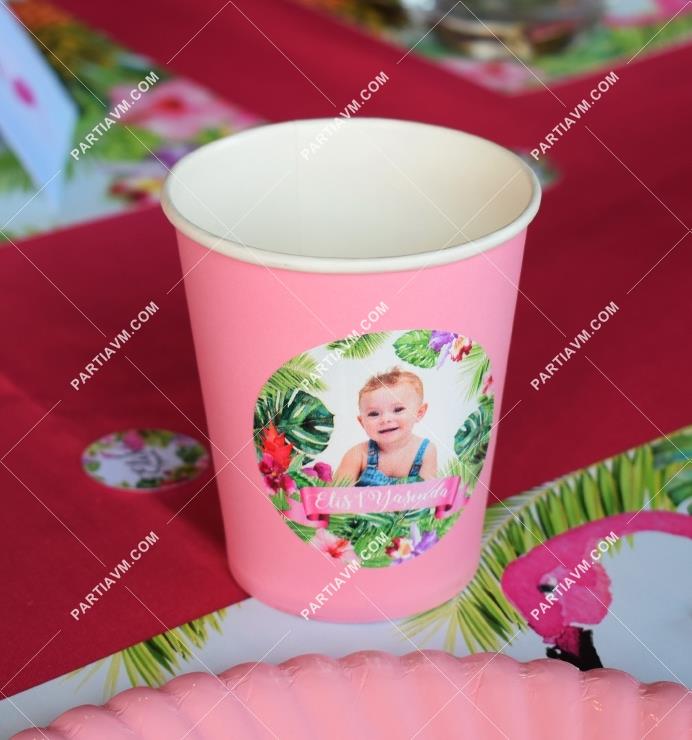 Flamingo Aloha Doğum Günü Etiketli Karton Bardak 5 Adet